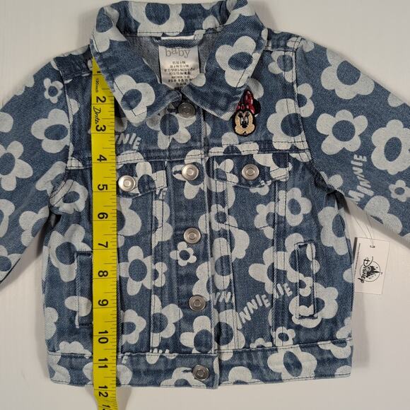 NWT Disney Baby Minnie Mouse Denim Jacket Girls 6-9M Blue Floral Jean Coat - Picture 7 of 11